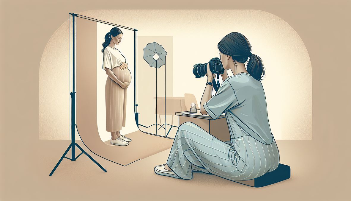 how to gently hold baby bump for photoshoot