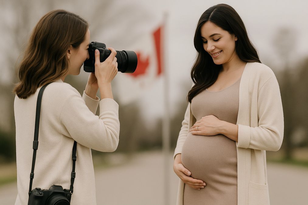 Capturing surrogate motherhood journey maternity photos Canada